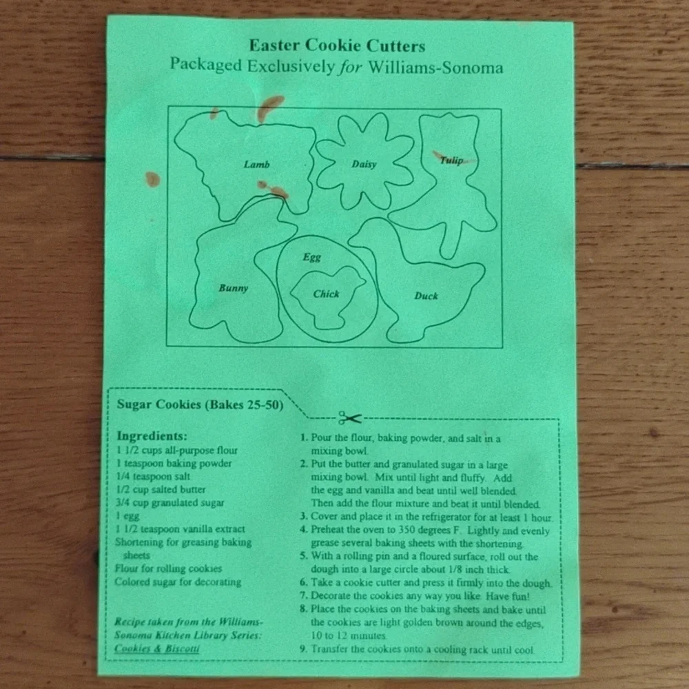 Easter Cookie Cutters Williams Sonoma Set/6 Lamb Bunny Daisy Tulip Duck Egg